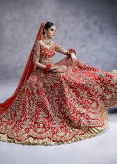 Brunt Red Bridal Lehenga Choli with Dupatta  - Image 3