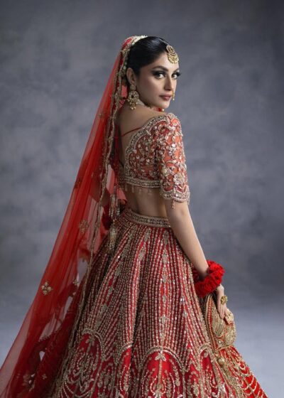 Brunt Red Bridal Lehenga Choli with Dupatta  - Image 4