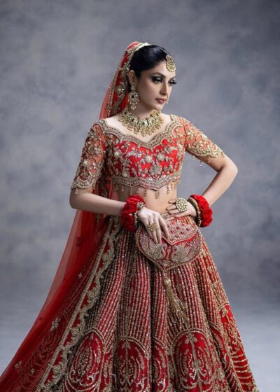 Brunt Red Bridal Lehenga Choli with Dupatta  - Image 5