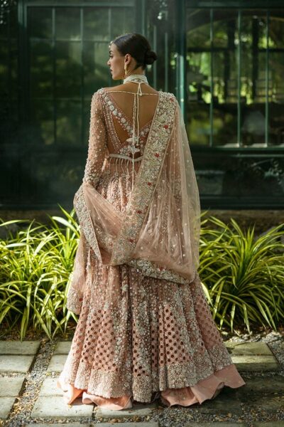 Elegant Peach Indian Bridal Lehenga Kameez - Image 2