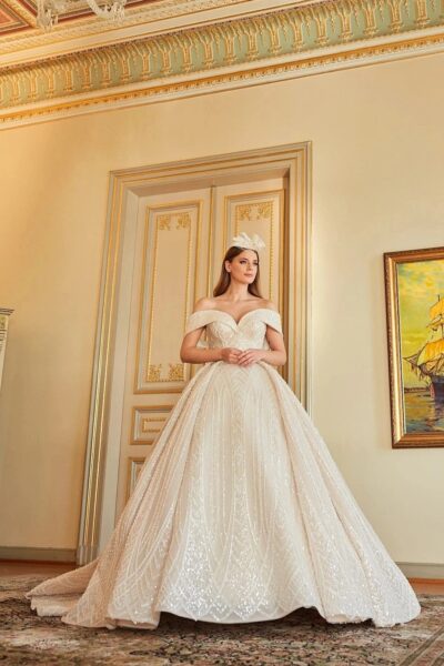 Ethereal Off-Shoulder Fairytale Wedding Gown