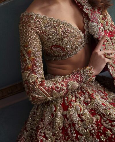 Indian Bridal Lehenga Choli in Red - Image 3