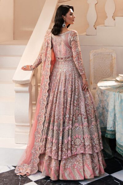 Pakistani Bridal Open Pishwas and Lehenga Outfit - Image 2