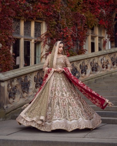 Pakistani Bridal Tissue Lehenga Choli Set - Image 3