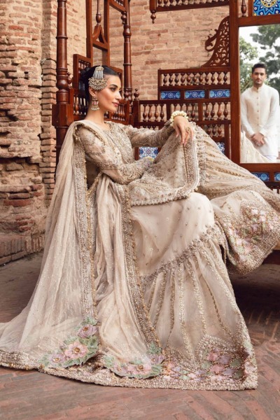 Pakistani Nikkah Kameez Gharara Wedding Outfit - Image 3