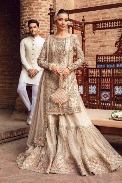 Pakistani Nikkah Kameez Gharara Wedding Outfit