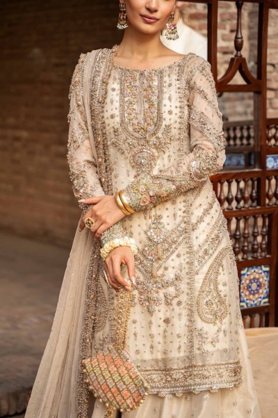 Pakistani Nikkah Kameez Gharara Wedding Outfit - Image 5