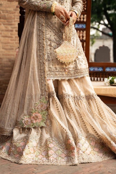 Pakistani Nikkah Kameez Gharara Wedding Outfit - Image 6