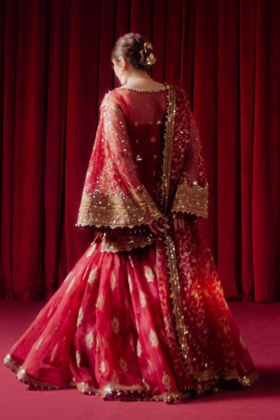 Pakistani Wedding Annari Red Gharara Shirt Outfit - Image 4