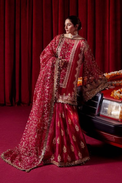 Pakistani Wedding Annari Red Gharara Shirt Outfit