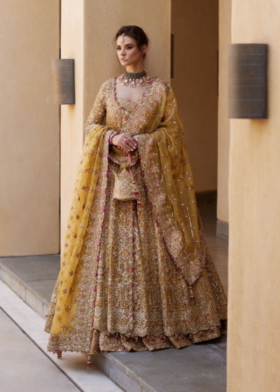 Pakistani Wedding Bridal Yellow lehenga Gown