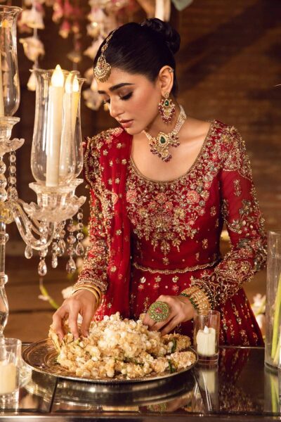 Pakistani Wedding Rich Red Lehenga Choli - Image 4