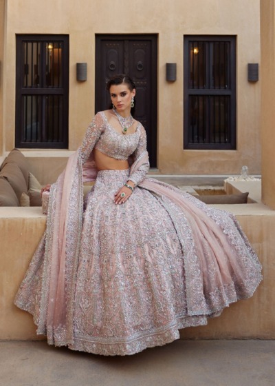 Pink Bridal Lehenga Choli Dress with Matching Dupatta - Image 3