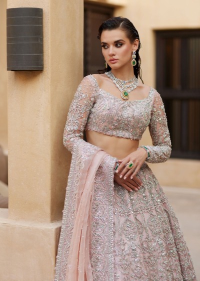 Pink Bridal Lehenga Choli Dress with Matching Dupatta - Image 4