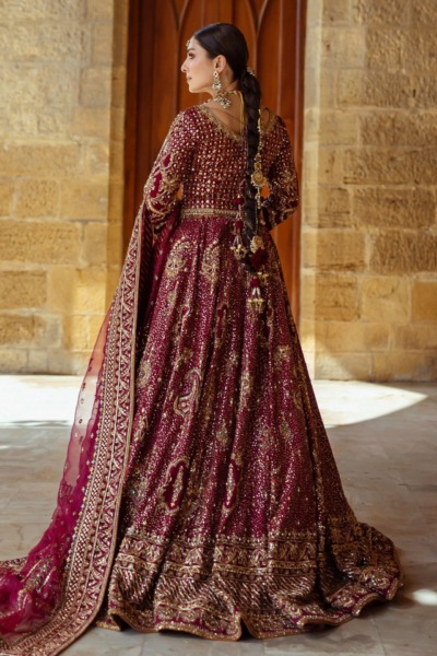 Royal Plum Lehenga With Choli Pakistani Bridal Dress - Image 2