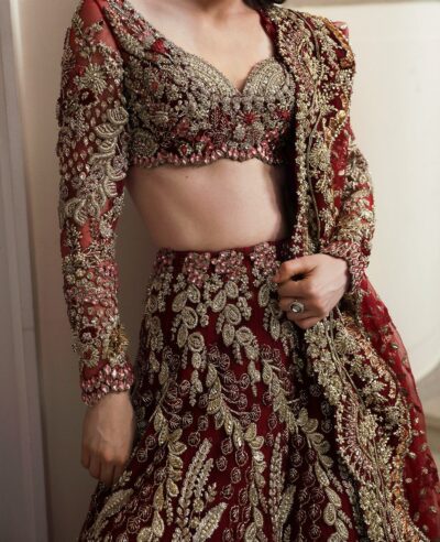 Wedding Red Choli Lehenga Indian Bridal Dress - Image 3