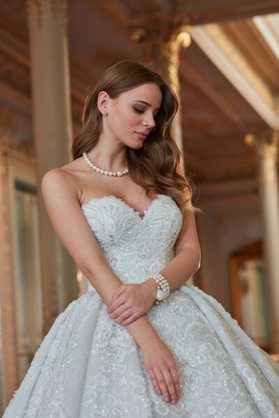 White Princess-Style Embellished Bridal Gown - Image 3