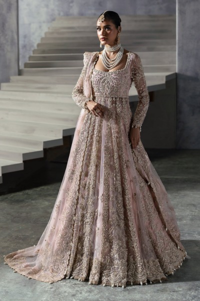 Elegant Powder Pink Pishwas Pakistani Bridal Wear