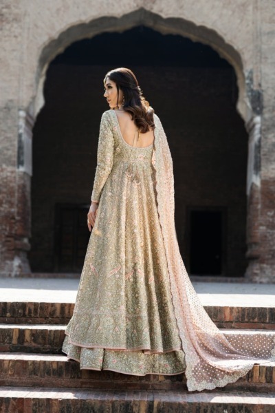 Majestic Pakistani Bridal Gown in Lehenga Frock Design - Image 2