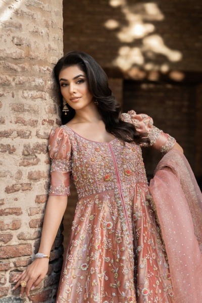 Pakistani Bridal Front Open Pishwas Lehenga - Image 2