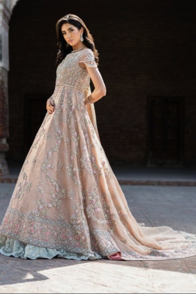 Pakistani Bridal Royal Gown Lehenga In Pink