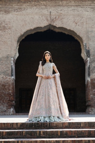 Pakistani Bridal Royal Gown Lehenga In Pink - Image 5