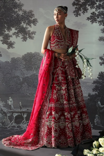 Traditional Bridal Dress Lehenga Choli in Fuchsia Pink - Image 4