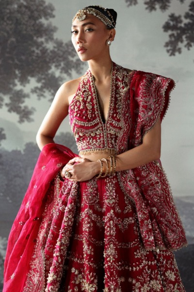 Traditional Bridal Dress Lehenga Choli in Fuchsia Pink - Image 5