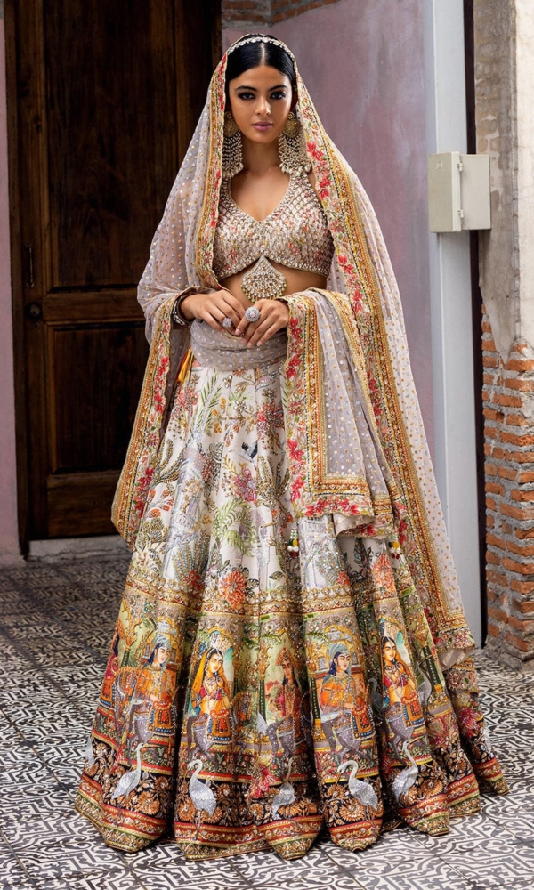 INDIAN PASTLE IVORY LEHNGA CHOLI - Image 4