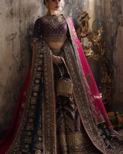 Bridal Outfit In Pink & Purple Lehenga Choli