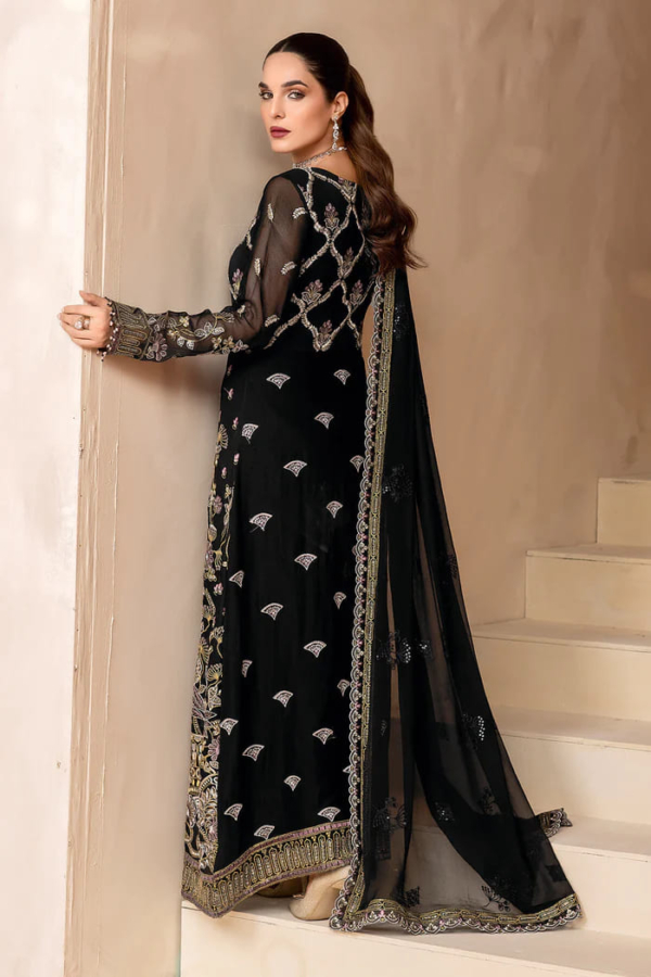 Pakistani Party Embellished Black Long Kameez - Image 2