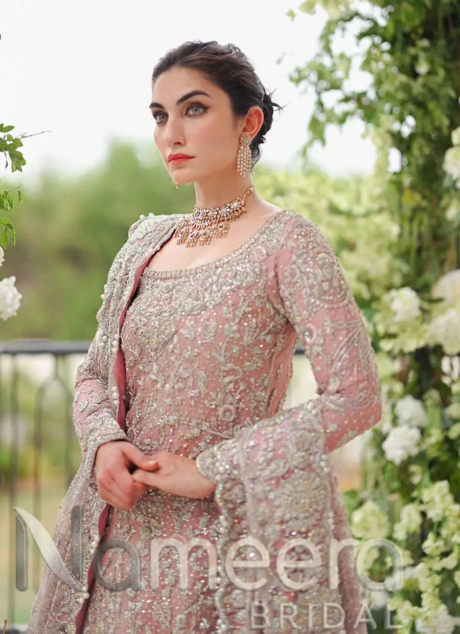 Pakistani Bridal Pink Farshi Lehenga Gown