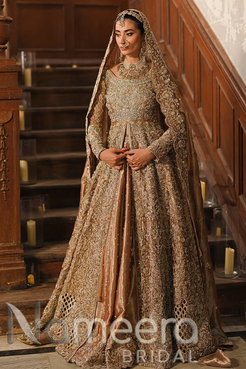 Pakistani Bridal Kalidar Open Gown Lehenga