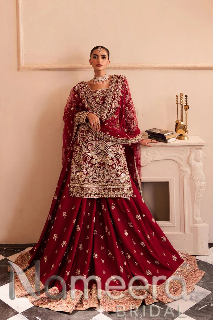 Pakistani Bridal Red Kameez and Gharara