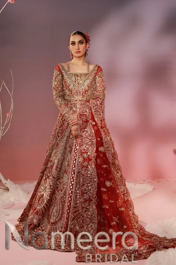 Pakistani Bridal Front Open Gown Lehenga