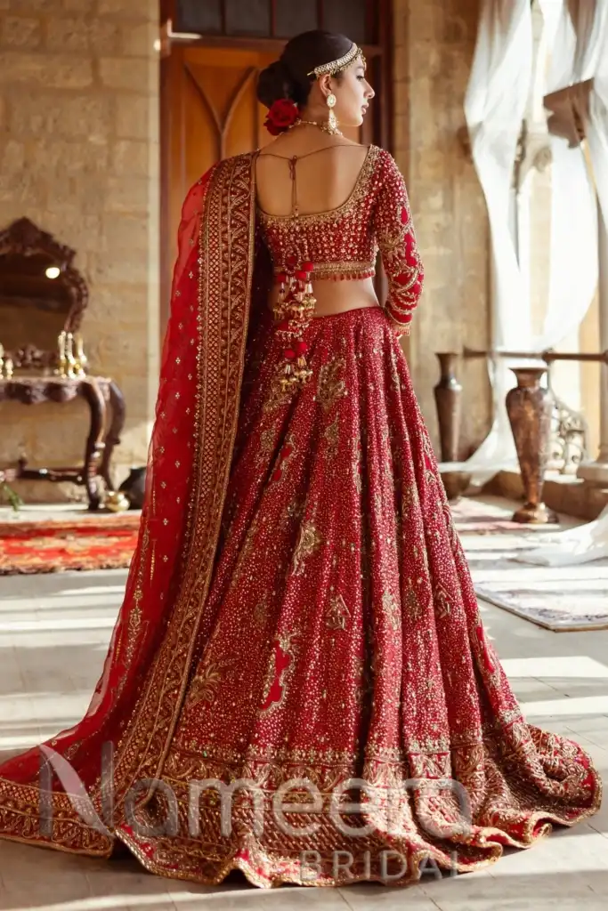 Crimson Red Bridal Lehenga Choli with Dupatta
