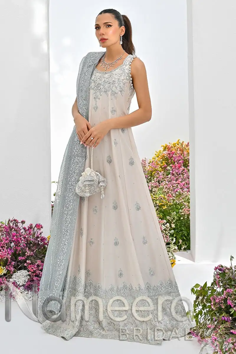 Pakistani Bridal Ice Blue Wedding Lehenga