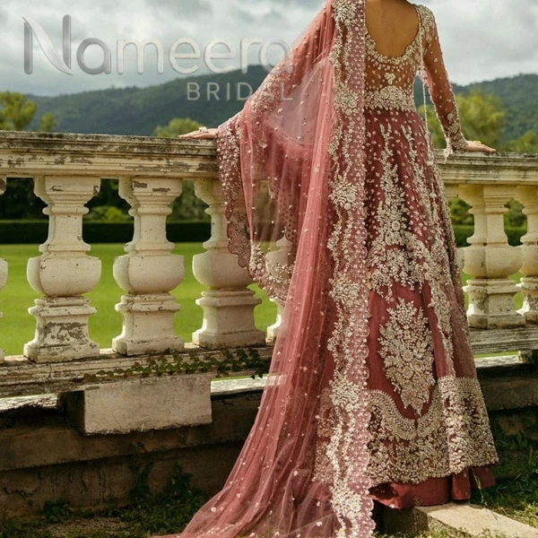 Graceful Tea Pink Pakistani Bridal Gown