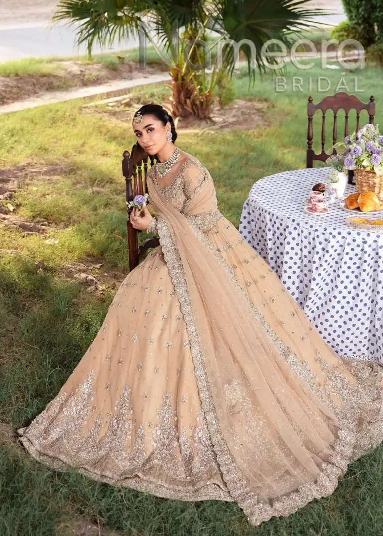 Elegant Pakistani Bridal Lehenga Pishwas Frock