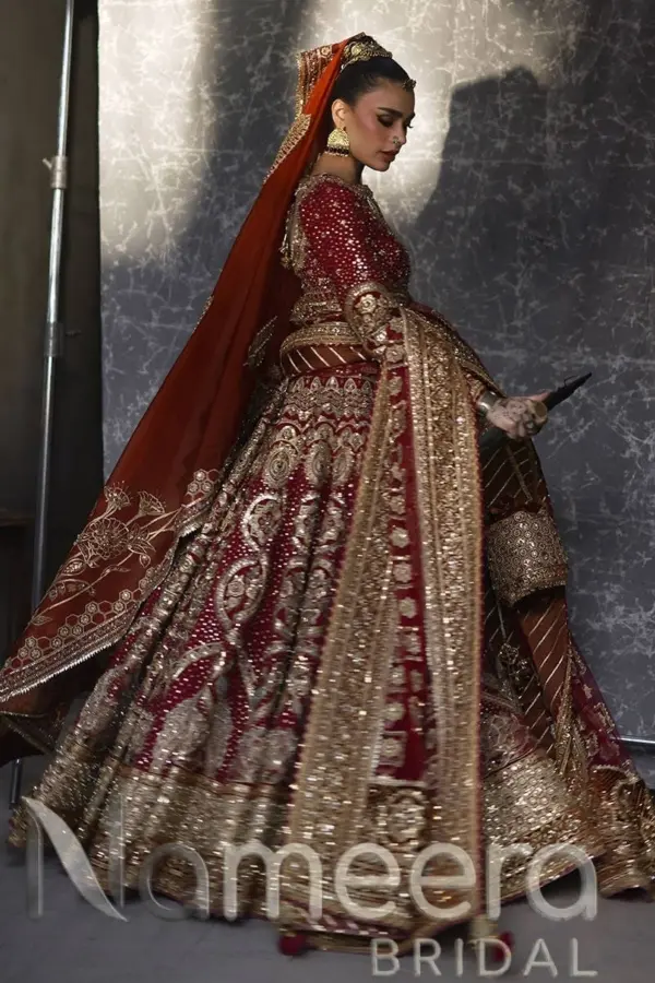 Bridal Double Dupatta Red Lehenga Choli