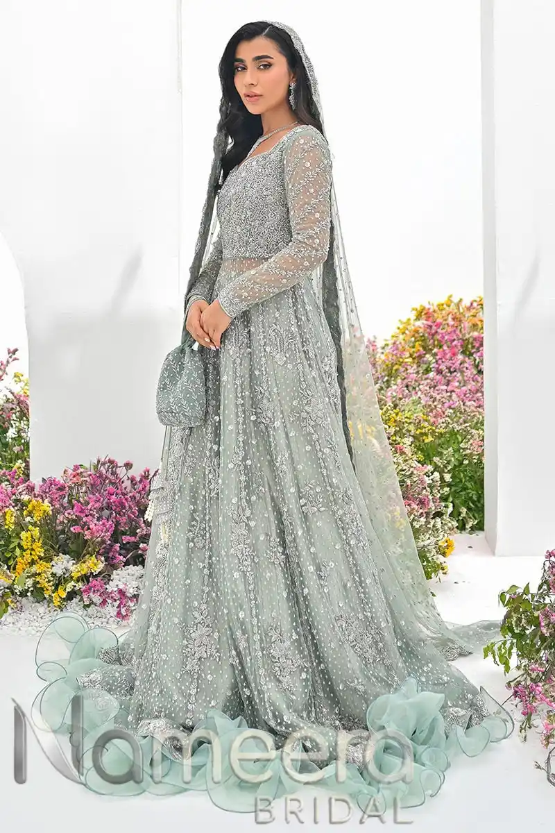 Latest Pakistani Bridal Kalidar Gown Lehenga