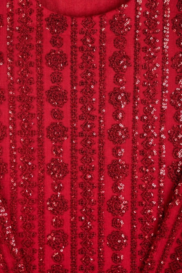 Sequins embroidered net shirt and dupatta with grip silk trousers. - Image 6