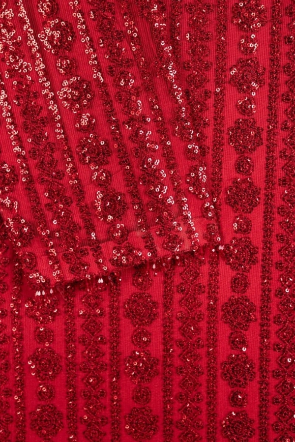Sequins embroidered net shirt and dupatta with grip silk trousers. - Image 5