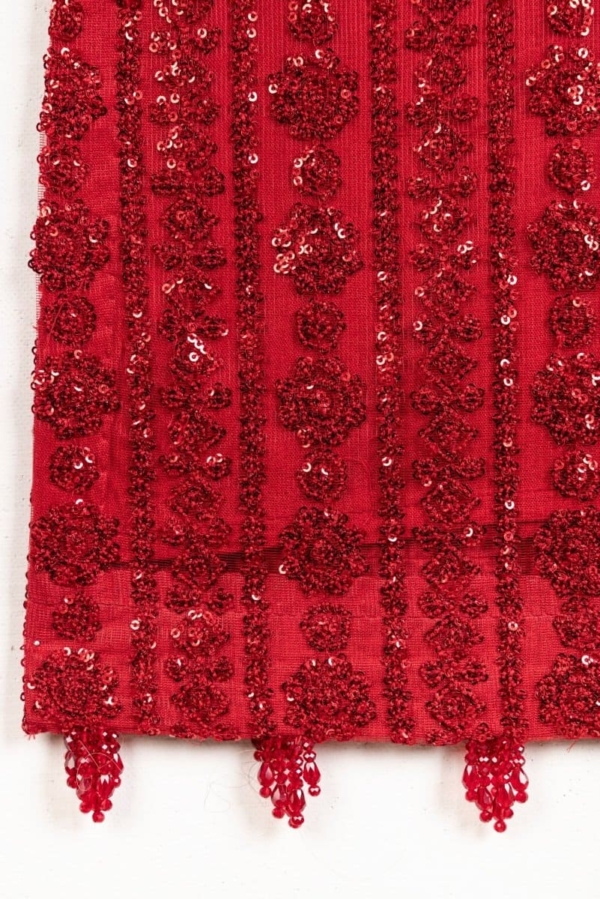 Sequins embroidered net shirt and dupatta with grip silk trousers. - Image 4