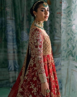 Red Bridal Dress Pakistani Angrakha Lehenga Wedding Outfit