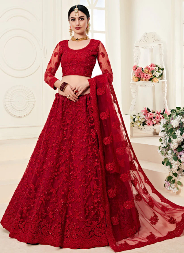 Indian Bridal Cherry Red Lehenga Choli