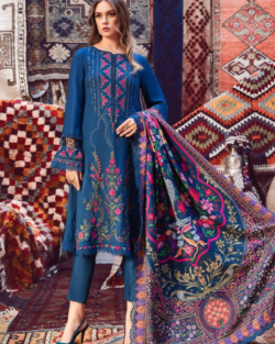 Blue Salwar Kameez With Floral Dupatta