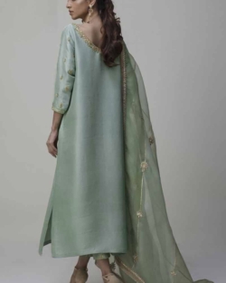 Dusty Green Pakistani Raw Silk Outfit