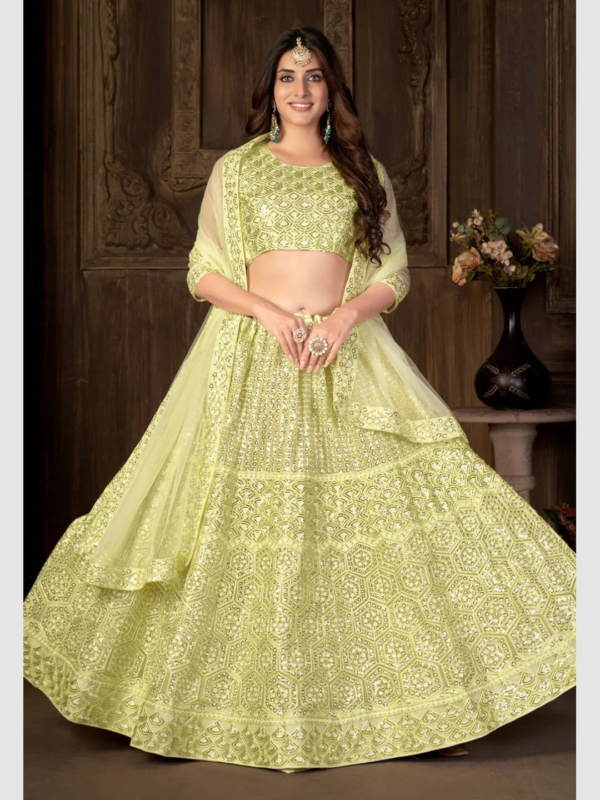 Indian Designer Yellow Lehenga Choli Outfit - Image 4
