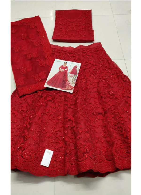 Indian Bridal Cherry Red Lehenga Choli - Image 2